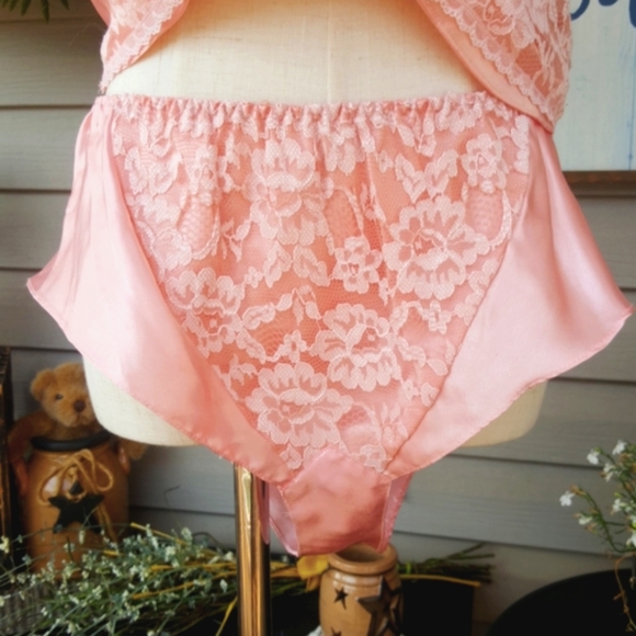 VICTORIA'S SECRET ♡ Vintage 2pc Gold Label Rose Satin 'n Floral Lace Lingerie S - Picture 14 of 17